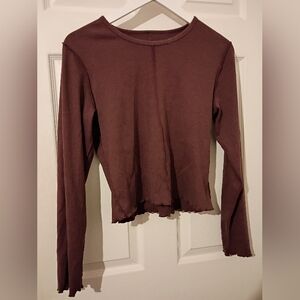 Arizona Jean Co Brown 🤎 Lettuce Sleeve Top
